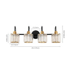 3/4-flammige, moderne, glamouröse, lineare, dimmbare Kristall-Badezimmerleuchte über dem Spiegel