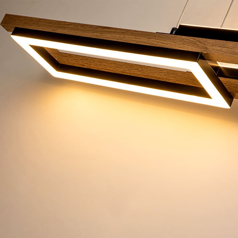 3/5-flammige integrierte LED-Kronleuchter-Pendelleuchte aus Holz für Kücheninseln