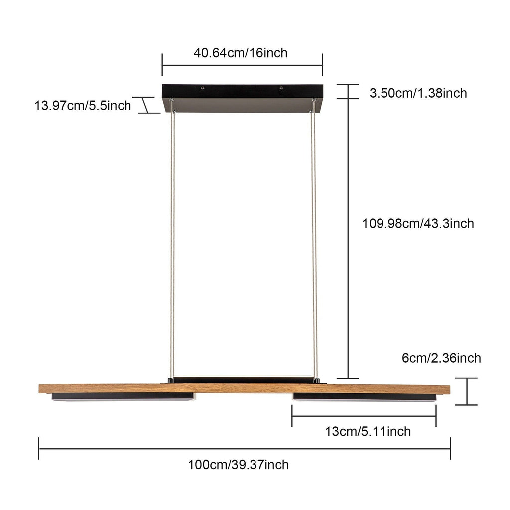 3/5-flammige integrierte LED-Kronleuchter-Pendelleuchte aus Holz für Kücheninseln