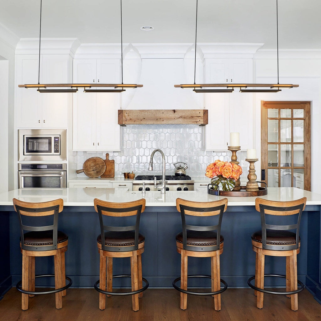 3/5-flammige integrierte LED-Kronleuchter-Pendelleuchte aus Holz für Kücheninseln