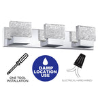 C Cattleya Edelstahl 3000K LED-Spiegelleuchte mit integrierten Kunstglasschirmen – Chrom