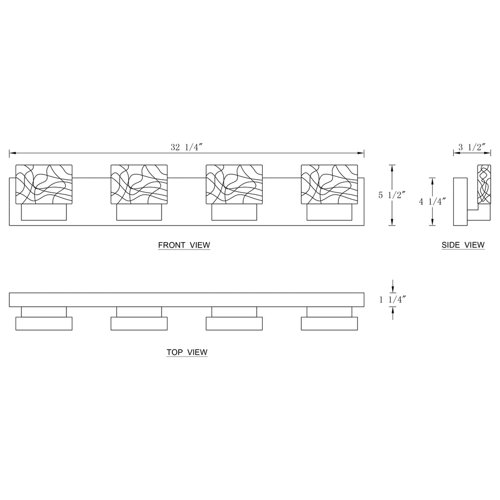C Cattleya Edelstahl 3000K LED-Spiegelleuchte mit integrierten Kunstglasschirmen – Chrom