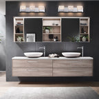 C Cattleya Edelstahl 3000K LED-Spiegelleuchte mit integrierten Kunstglasschirmen – Chrom