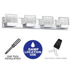 C Cattleya Edelstahl 3000K LED-Spiegelleuchte mit integrierten Kunstglasschirmen – Chrom