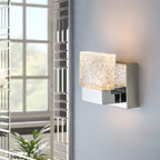 C Cattleya Edelstahl 3000K LED-Spiegelleuchte mit integrierten Kunstglasschirmen – Chrom