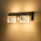 C Cattleya Edelstahl 3000K LED-Spiegelleuchte mit integrierten Kunstglasschirmen – Chrom