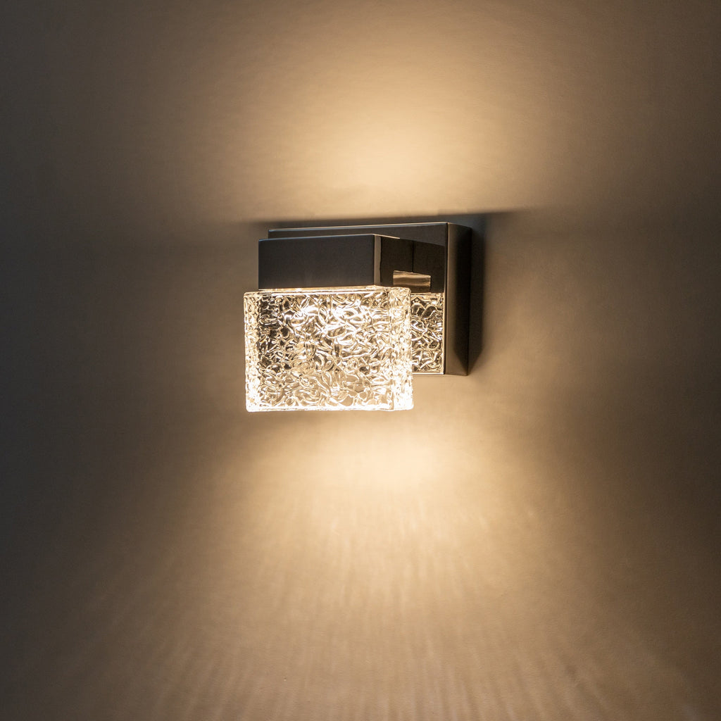 C Cattleya Edelstahl 3000K LED-Spiegelleuchte mit integrierten Kunstglasschirmen – Chrom