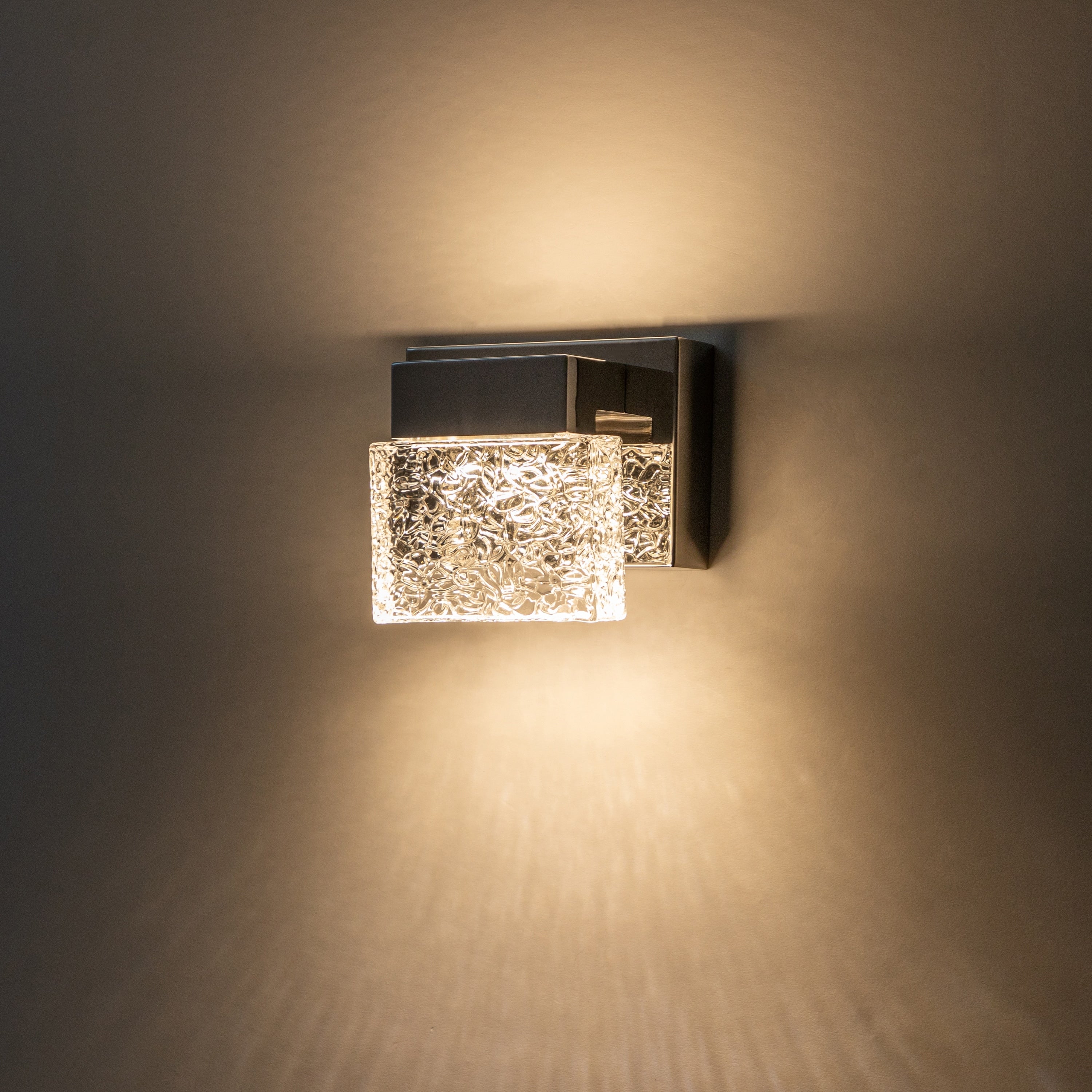 C Cattleya Edelstahl 3000K LED-Spiegelleuchte mit integrierten Kunstglasschirmen – Chrom