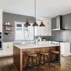 3-flammige Pendelleuchte im industriellen Landhausstil, linear, Metall, Kücheninsel-Pendelleuchte, Oberfläche in geöltem Bronze-Finish