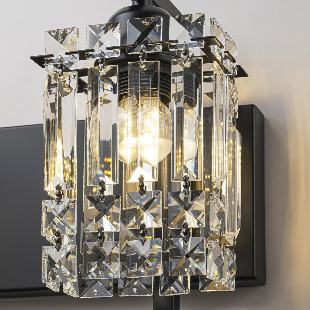 Moderne 3-flammige, glamouröse Badezimmer-Wandleuchte mit Kristalloptik für den Spiegel