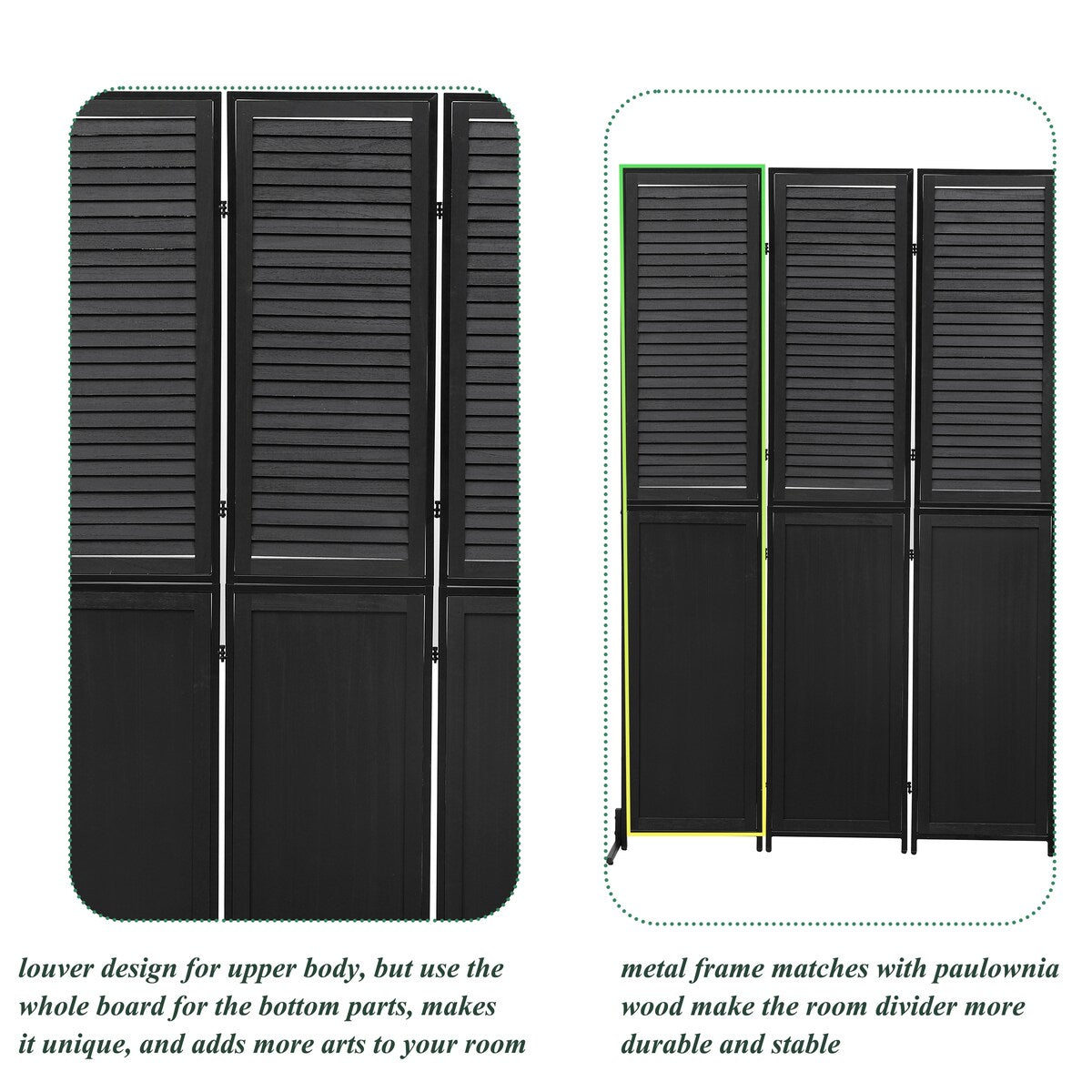 3-teilige Raumteiler und faltbarer Sichtschutz aus Naturholz, 1,8 m hohe Wandtrennwand zur Raumaufteilung