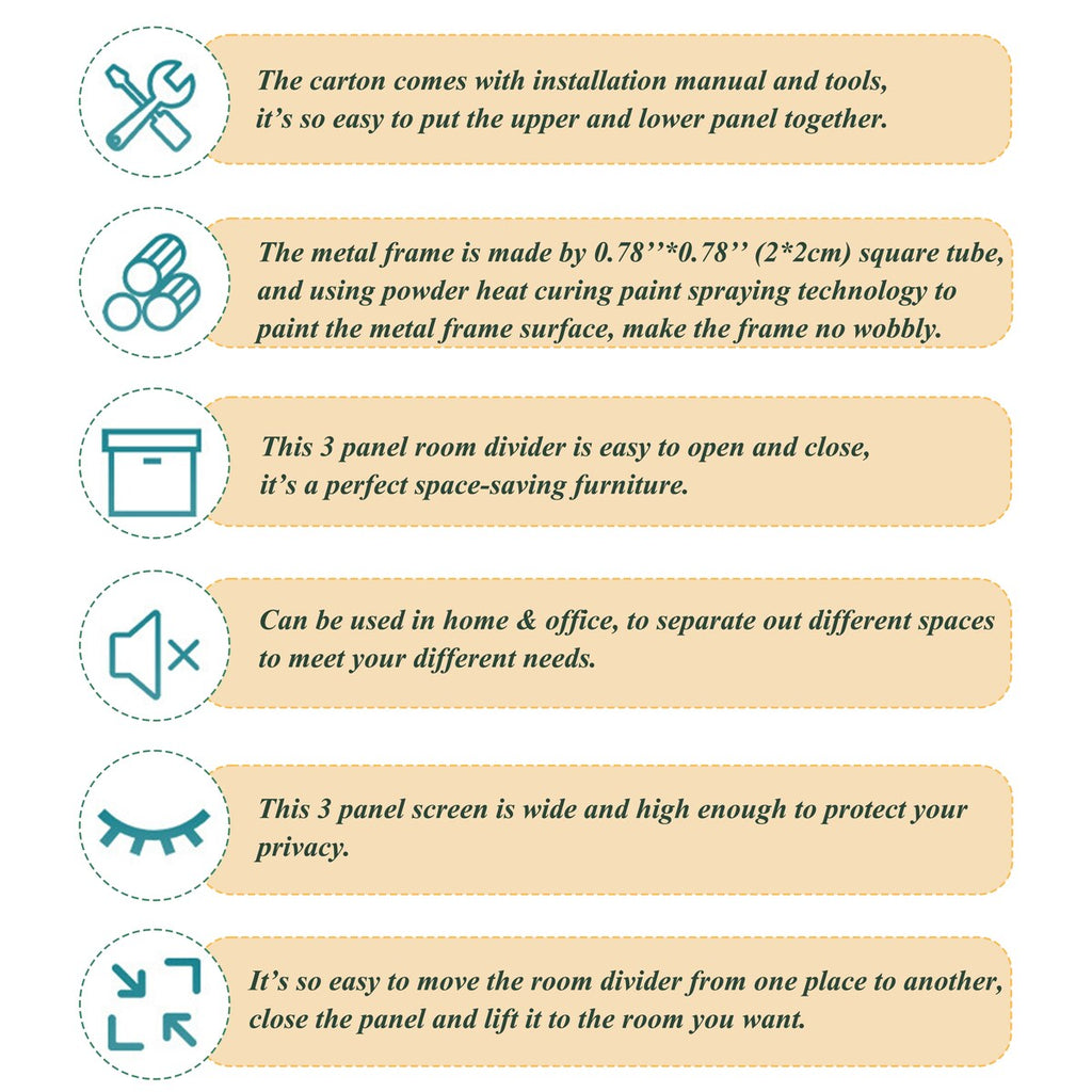 3-teilige Raumteiler und faltbarer Sichtschutz aus Naturholz, 1,8 m hohe Wandtrennwand zur Raumaufteilung