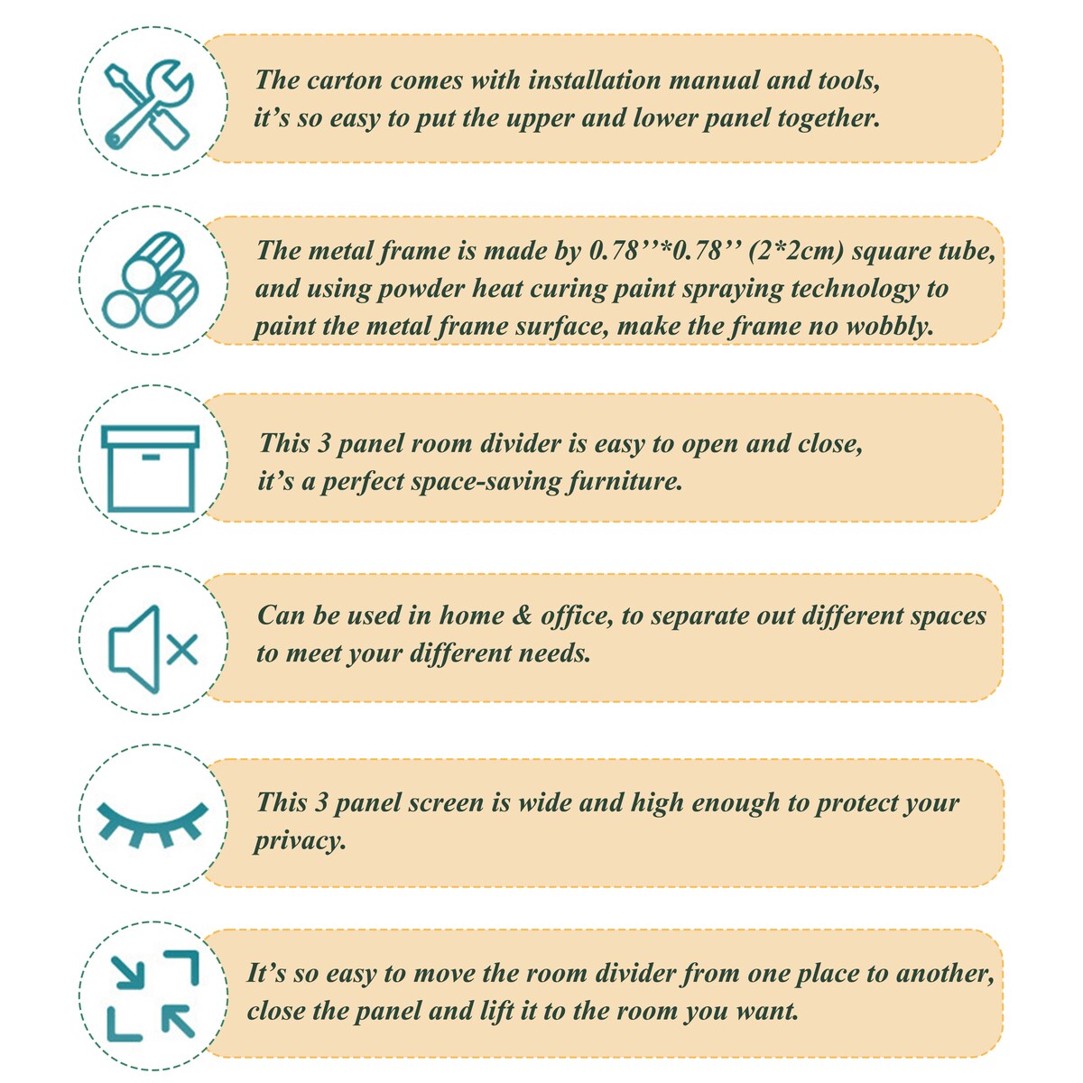 3-teilige Raumteiler und faltbarer Sichtschutz aus Naturholz, 1,8 m hohe Wandtrennwand zur Raumaufteilung