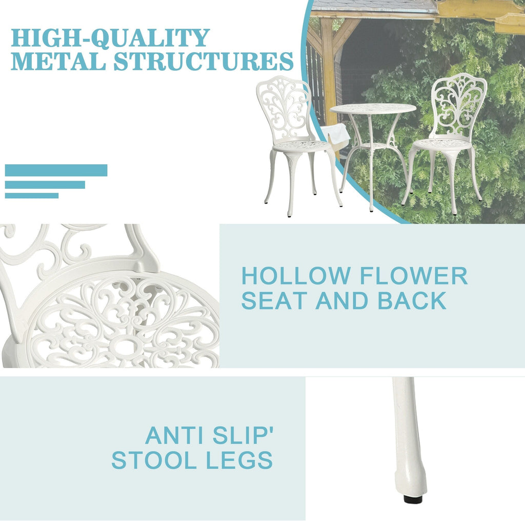 3-teiliges Aluminium-Gartenmöbelset „Schmetterlingstisch und -stühle“ mit Schirmloch