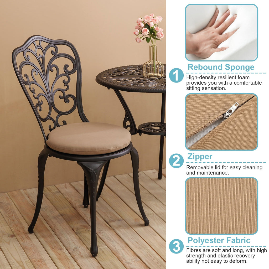 3-teiliges Aluminium-Gartenmöbelset „Schmetterlingstisch und -stühle“ mit Schirmloch