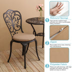 3-teiliges Aluminium-Gartenmöbelset „Schmetterlingstisch und -stühle“ mit Schirmloch