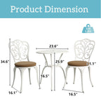 3-teiliges Aluminium-Gartenmöbelset „Schmetterlingstisch und -stühle“ mit Schirmloch