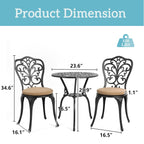 3-teiliges Aluminium-Gartenmöbelset „Schmetterlingstisch und -stühle“ mit Schirmloch