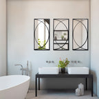 3-teiliges rechteckiges Wandspiegel-Set aus schwarzem Metall – 31,9 cm H x 15,75 cm B x 0,75 cm T