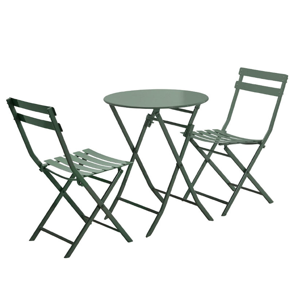 3-teiliges minimalistisches Bistro-Set für die Terrasse, bestehend aus klappbarem runden Tisch und Stühlen – 3-teiliges Terrassen-Bistro-Set