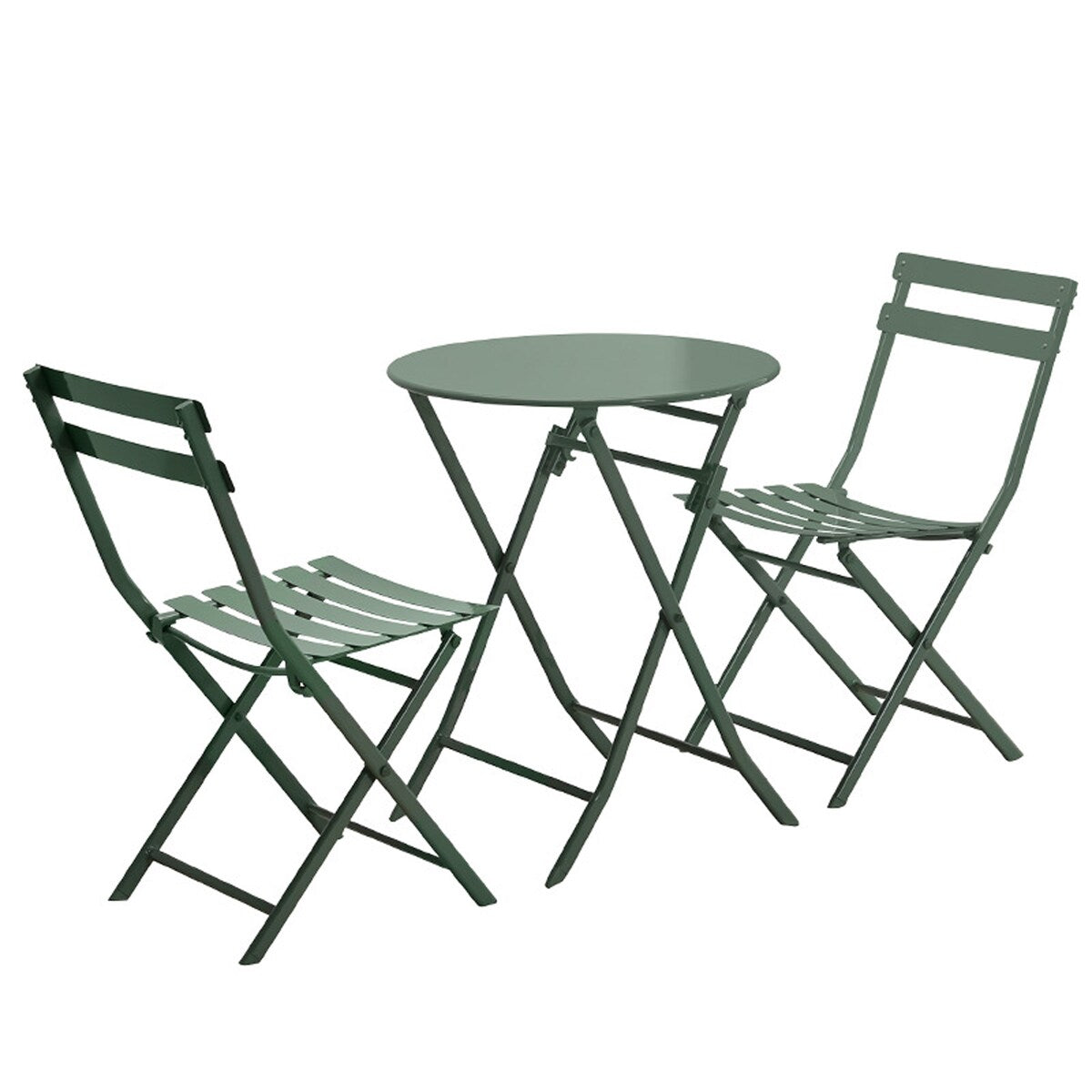 3-teiliges minimalistisches Bistro-Set für die Terrasse, bestehend aus klappbarem runden Tisch und Stühlen – 3-teiliges Terrassen-Bistro-Set