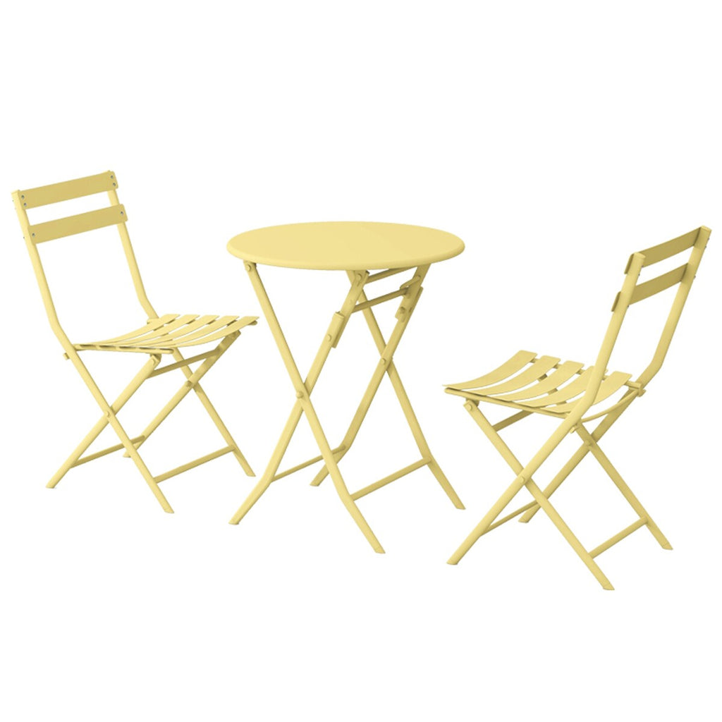 3-teiliges minimalistisches Bistro-Set für die Terrasse, bestehend aus klappbarem runden Tisch und Stühlen – 3-teiliges Terrassen-Bistro-Set