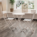 3-teiliges minimalistisches Bistro-Set für die Terrasse, bestehend aus klappbarem runden Tisch und Stühlen – 3-teiliges Terrassen-Bistro-Set