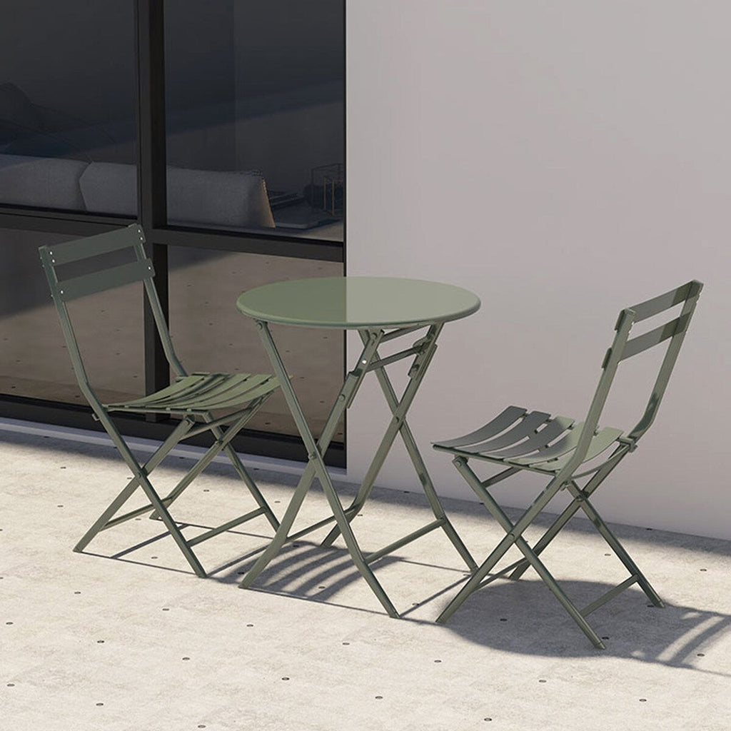 3-teiliges minimalistisches Bistro-Set für die Terrasse, bestehend aus klappbarem runden Tisch und Stühlen – 3-teiliges Terrassen-Bistro-Set
