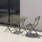 3-teiliges minimalistisches Bistro-Set für die Terrasse, bestehend aus klappbarem runden Tisch und Stühlen – 3-teiliges Terrassen-Bistro-Set