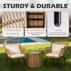 3-teiliges Bistro-Set aus Rattan für den Außenbereich, wetterfeste Rattanmöbel, Terrassenstühle mit Kissen
