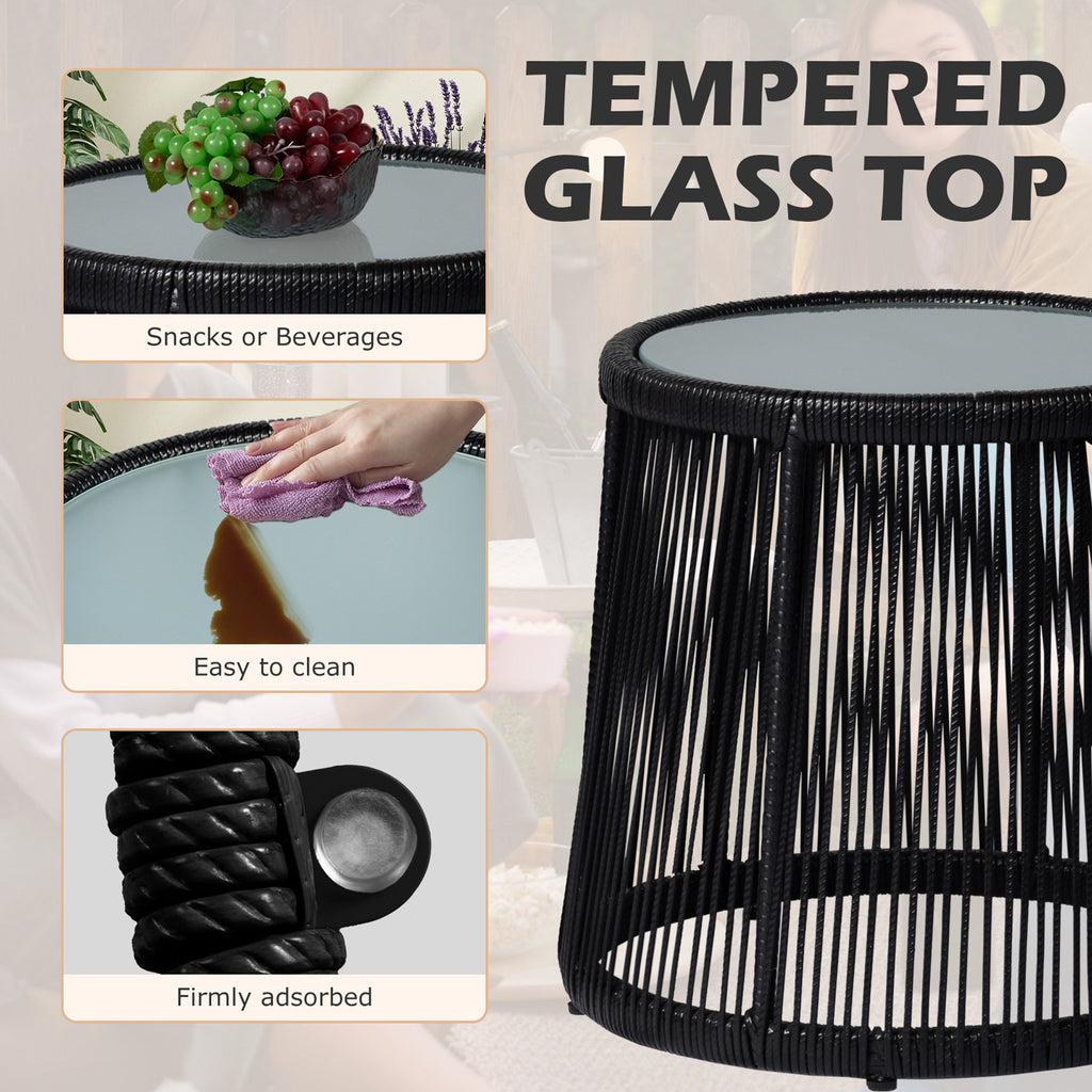 3-teiliges Bistro-Set aus Rattan für den Außenbereich, wetterfeste Rattanmöbel, Terrassenstühle mit Kissen