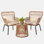 3-teiliges Bistro-Set aus Rattan für den Außenbereich, wetterfeste Rattanmöbel, Terrassenstühle mit Kissen