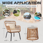 3-teiliges Bistro-Set aus Rattan für den Außenbereich, wetterfeste Rattanmöbel, Terrassenstühle mit Kissen