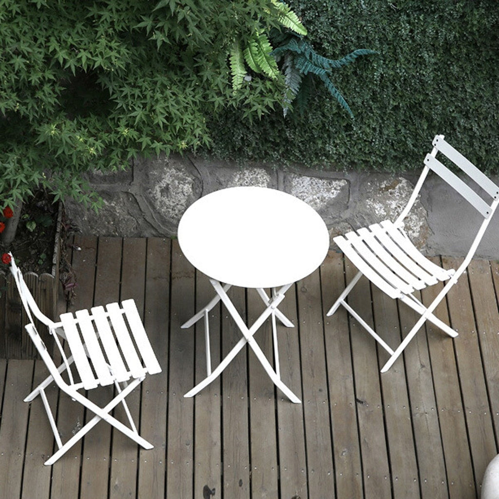 3-teiliges Bistro-Set für die Terrasse, bestehend aus klappbarem runden Tisch und Stühlen