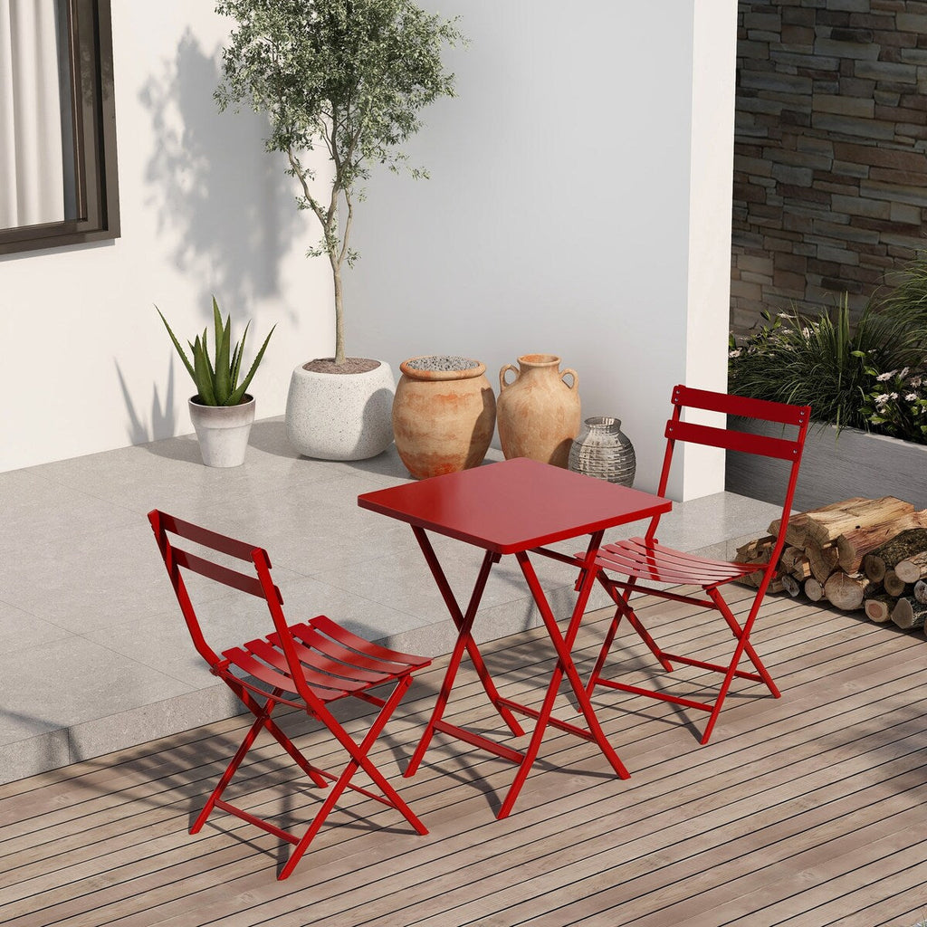 3-teiliges minimalistisches Bistro-Set für die Terrasse, bestehend aus klappbarem quadratischem Tisch und Stühlen