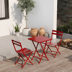 3-teiliges minimalistisches Bistro-Set für die Terrasse, bestehend aus klappbarem quadratischem Tisch und Stühlen