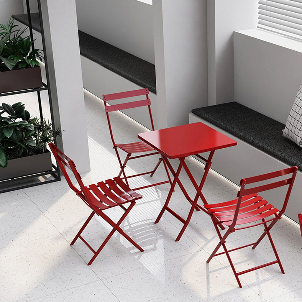 3-teiliges minimalistisches Bistro-Set für die Terrasse, bestehend aus klappbarem quadratischem Tisch und Stühlen