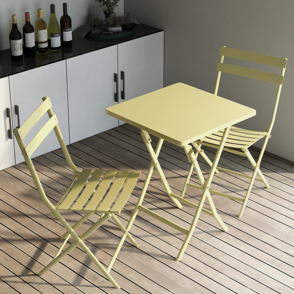 3-teiliges minimalistisches Bistro-Set für die Terrasse, bestehend aus klappbarem quadratischem Tisch und Stühlen