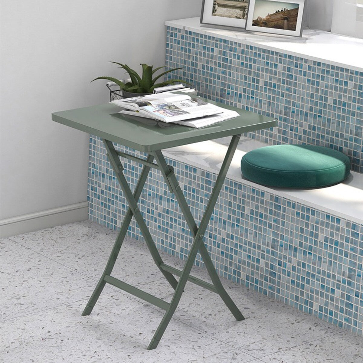 3-teiliges minimalistisches Bistro-Set für die Terrasse, bestehend aus klappbarem quadratischem Tisch und Stühlen