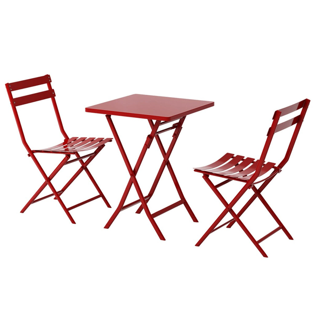 3-teiliges minimalistisches Bistro-Set für die Terrasse, bestehend aus klappbarem quadratischem Tisch und Stühlen