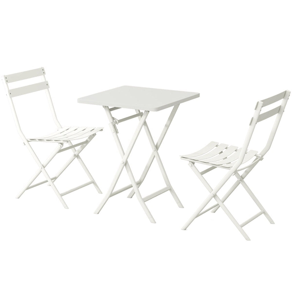 3-teiliges minimalistisches Bistro-Set für die Terrasse, bestehend aus klappbarem quadratischem Tisch und Stühlen