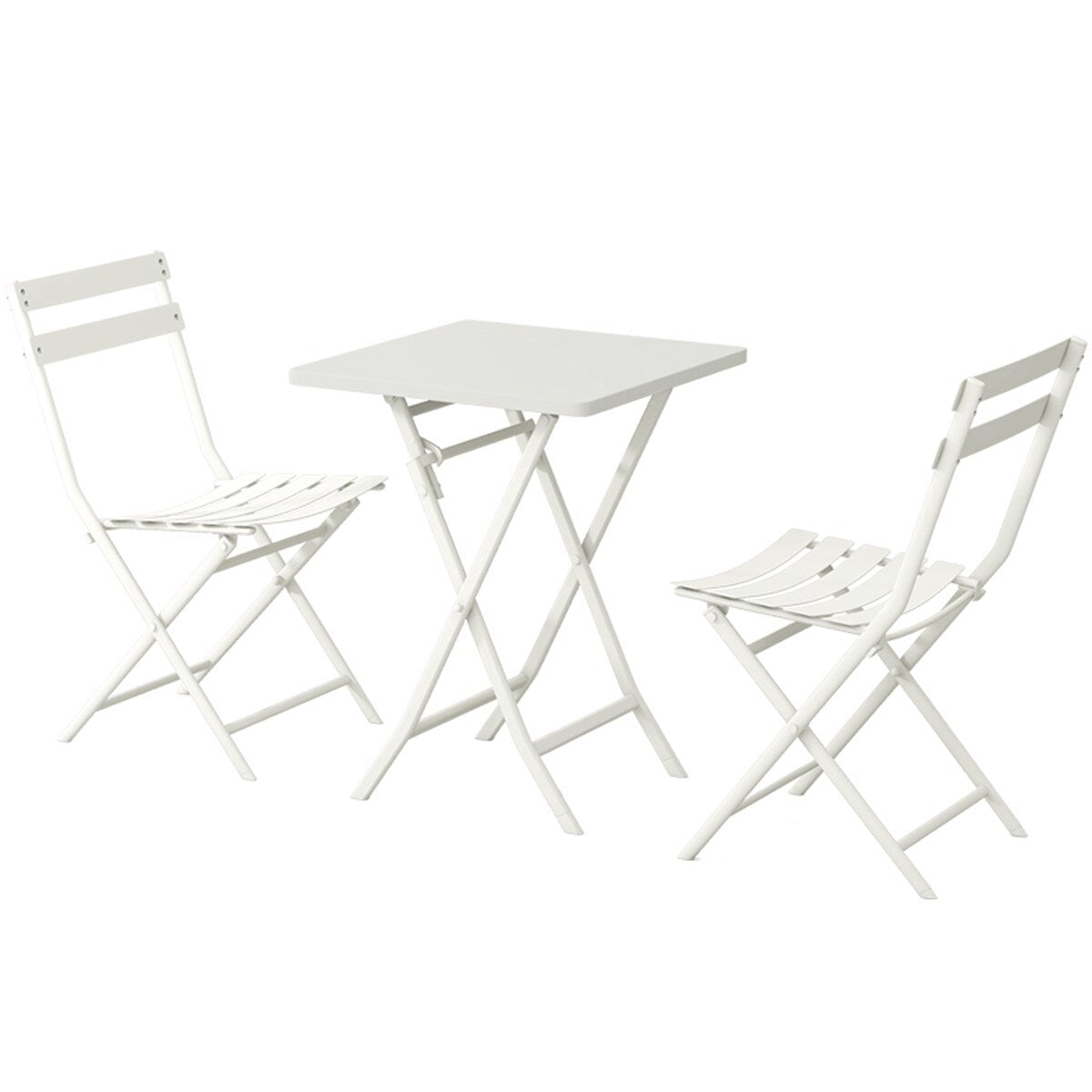 3-teiliges minimalistisches Bistro-Set für die Terrasse, bestehend aus klappbarem quadratischem Tisch und Stühlen