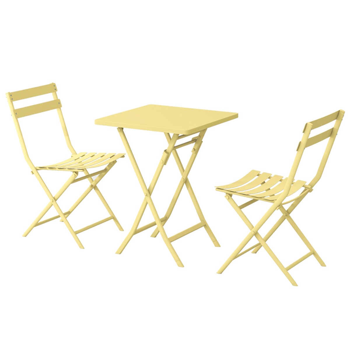 3-teiliges minimalistisches Bistro-Set für die Terrasse, bestehend aus klappbarem quadratischem Tisch und Stühlen