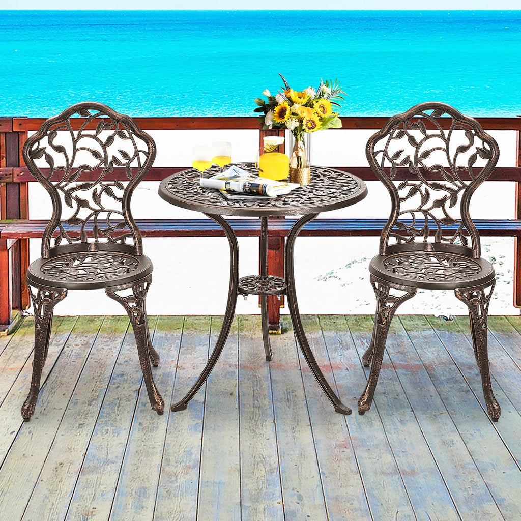 3-teiliges Bistro-Set für den Außenbereich, Terrassenmöbel-Set, Tisch- und Stuhlset