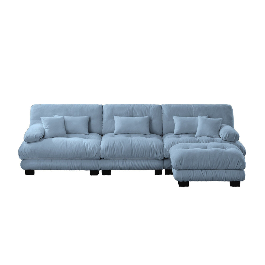 Modulares 3-Sitzer-Ecksofa, tiefe Sitzfläche, L-förmige Wolkencouch mit ausziehbarem Hocker für das Wohnzimmer