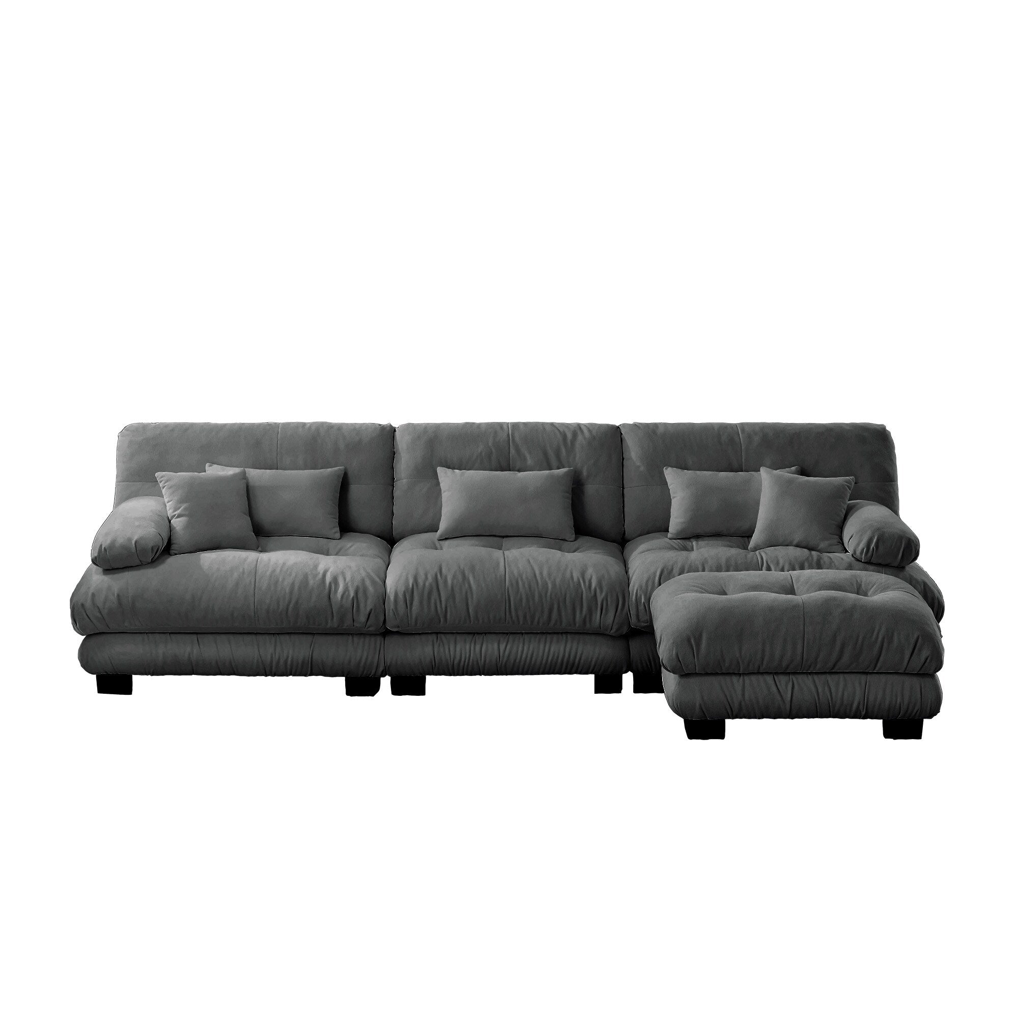 Modulares 3-Sitzer-Ecksofa, tiefe Sitzfläche, L-förmige Wolkencouch mit ausziehbarem Hocker für das Wohnzimmer
