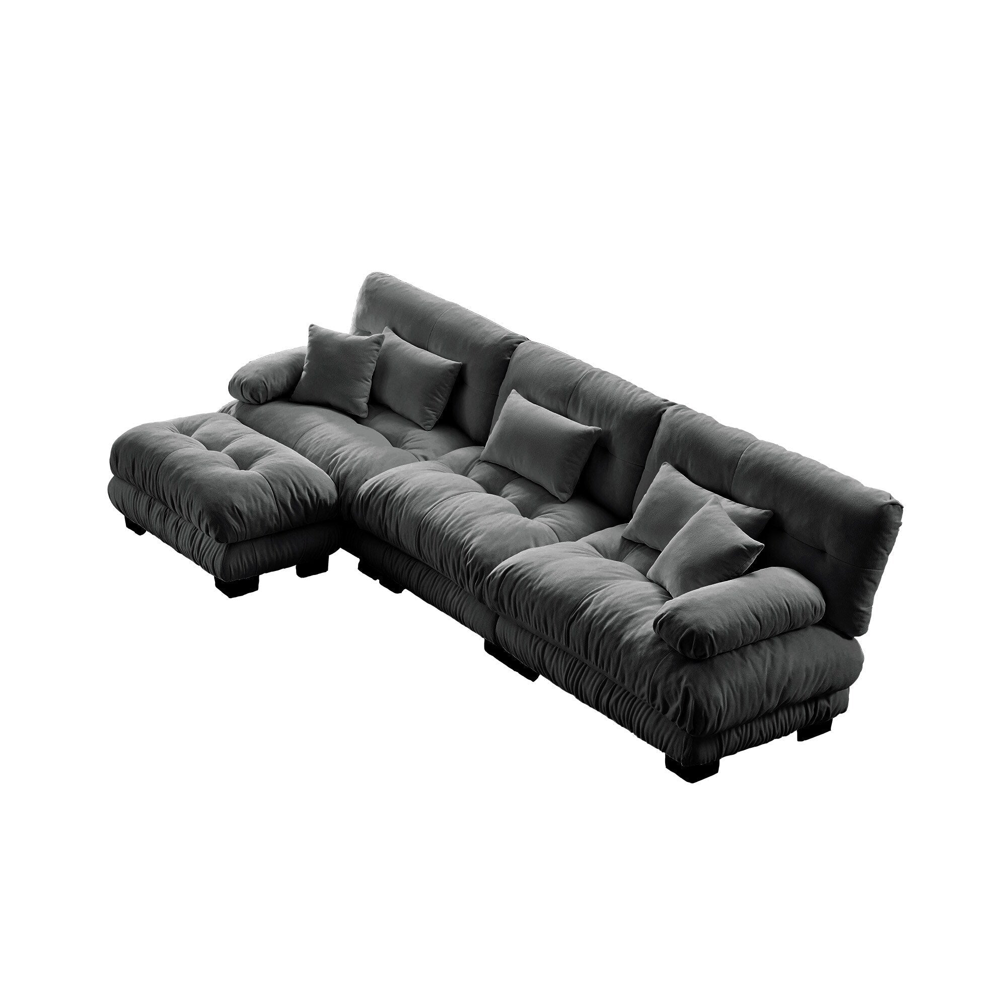 Modulares 3-Sitzer-Ecksofa, tiefe Sitzfläche, L-förmige Wolkencouch mit ausziehbarem Hocker für das Wohnzimmer
