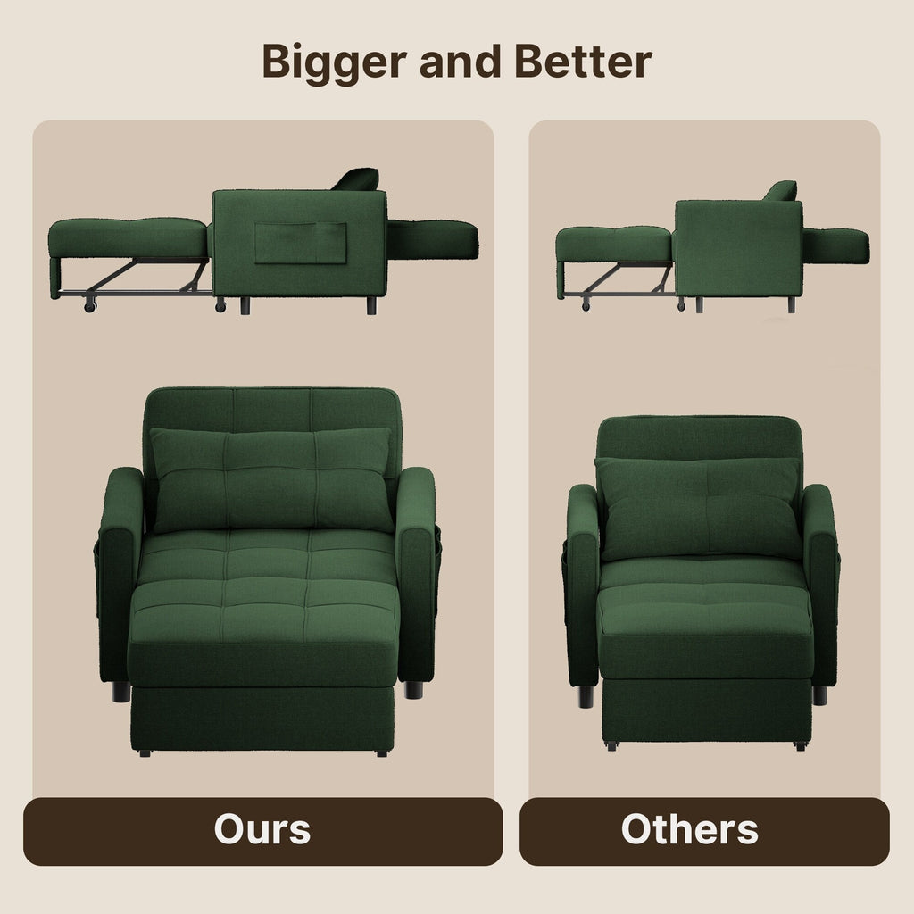 3-in-1 verstellbares Schlafsofa, Ausziehsessel-Sofa, wandelbares Klappbett für das Wohnzimmer