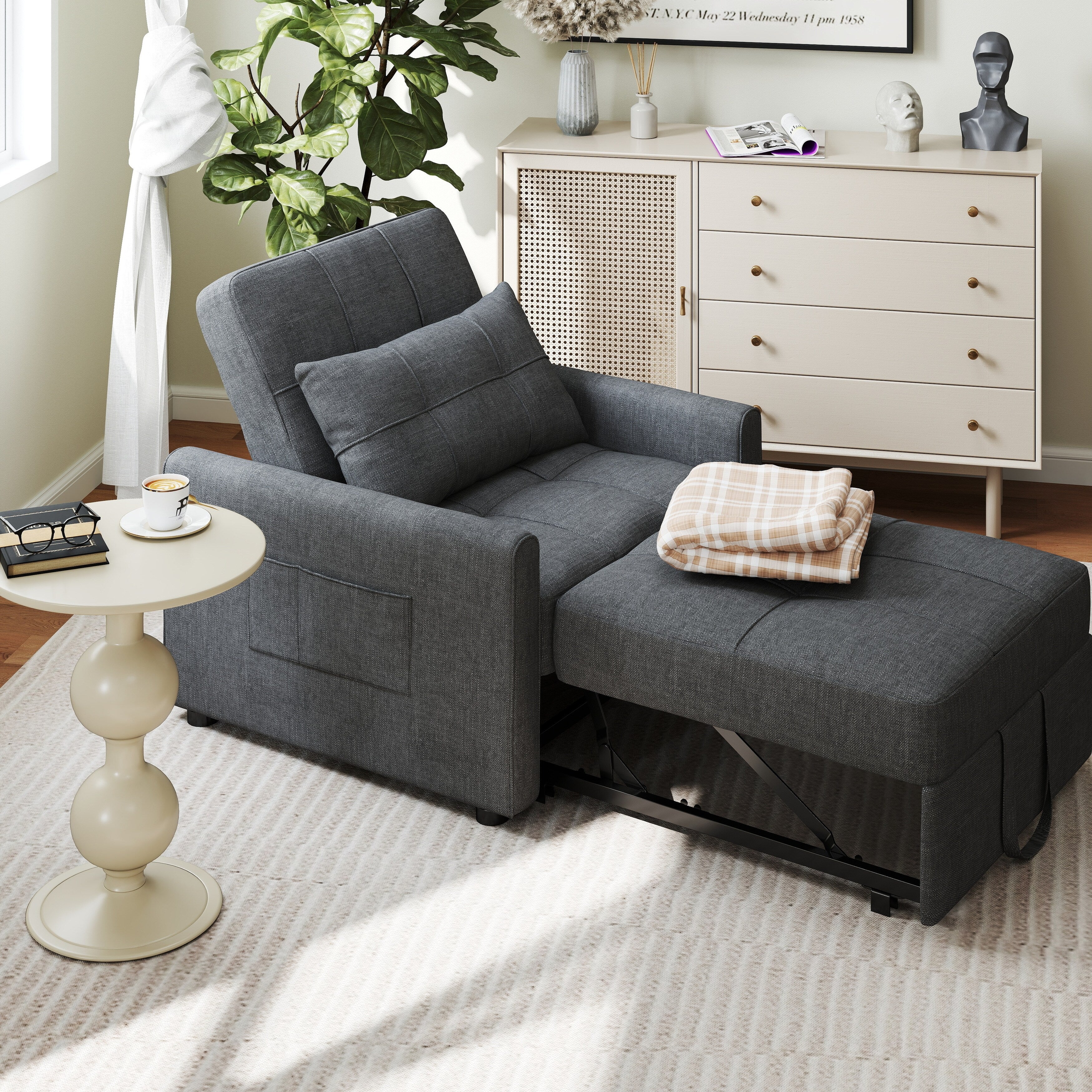 3-in-1 verstellbares Schlafsofa, Ausziehsessel-Sofa, wandelbares Klappbett für das Wohnzimmer