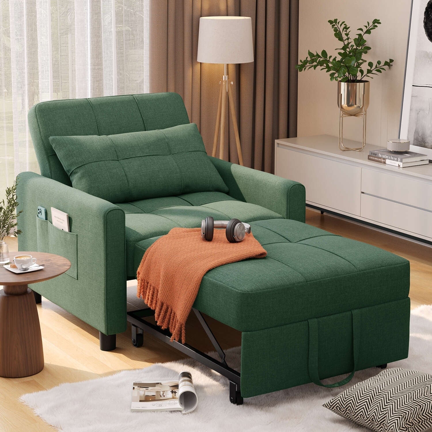 3-in-1 verstellbares Schlafsofa, Ausziehsessel-Sofa, wandelbares Klappbett für das Wohnzimmer